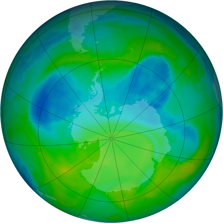 Antarctic ozone map for 14 December 1996